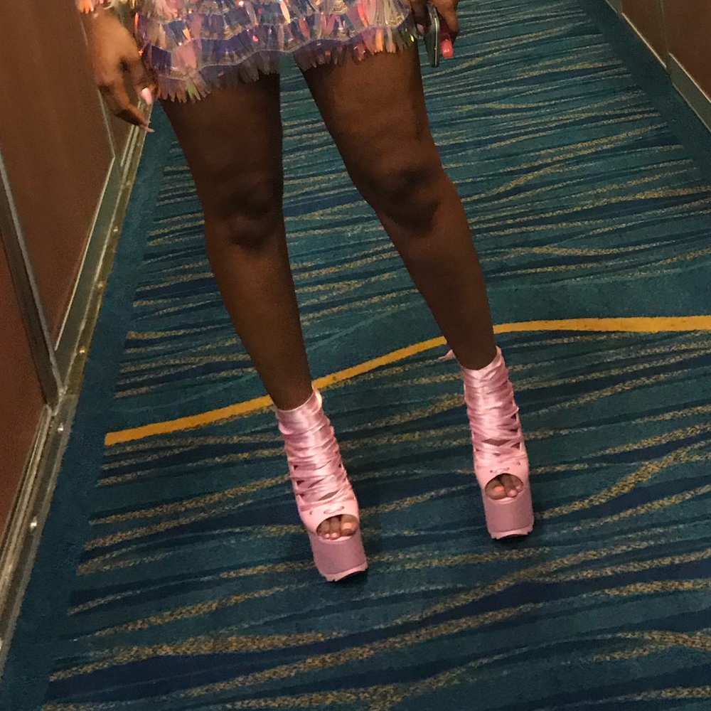 Pink platform heels